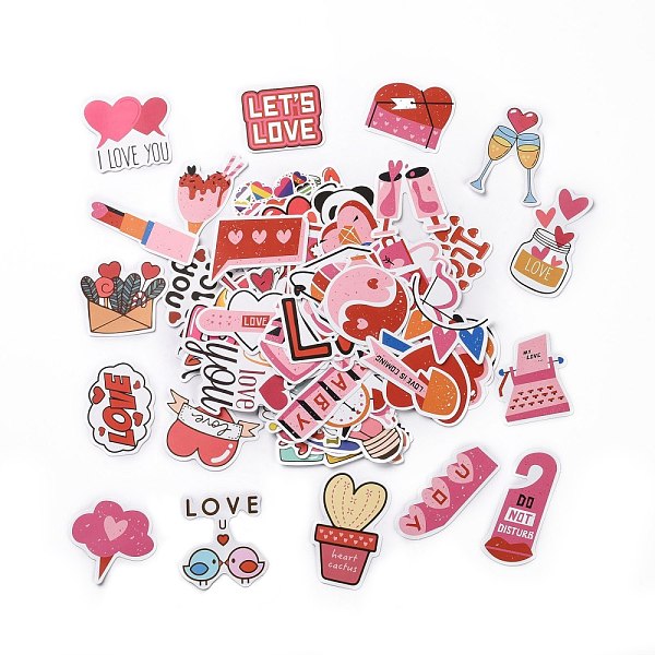 

PandaHall Valentine's Day Theme Cartoon Paper Stickers Set, Adhesive Label Stickers, for Water Bottles, Laptop, Luggage, Cup, Computer..., Multicolor