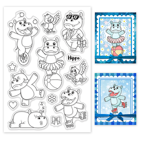 

PandaHall PVC Plastic Stamps, for DIY Scrapbooking, Photo Album Decorative, Cards Making, Stamp Sheets, Hippo Pattern, 16x11x0.3cm Plastic...