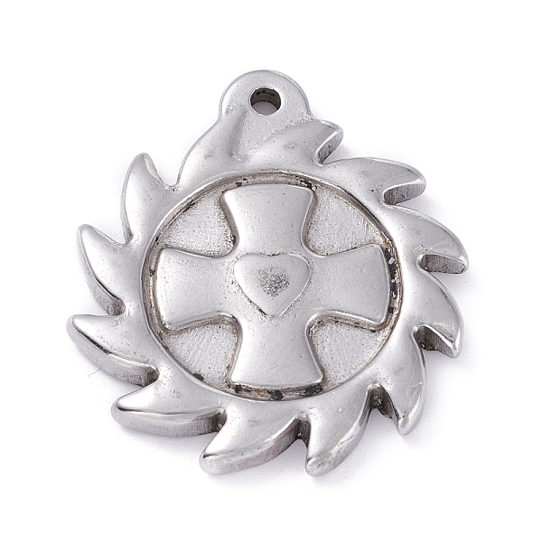 

PandaHall 304 Stainless Steel Pendants, Sun with Cross, Stainless Steel Color, 30x26x3mm, Hole: 1.8mm 304 Stainless Steel Sun