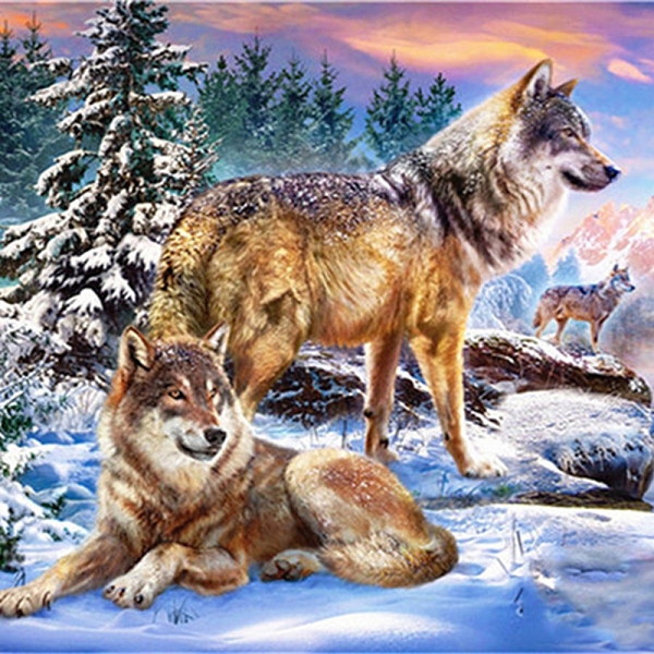 

PandaHall DIY Wolf & Scenery Diamond Painting Kits, including Resin Rhinestones, Diamond Sticky Pen, Tray Plate and Glue Clay, Colorful...