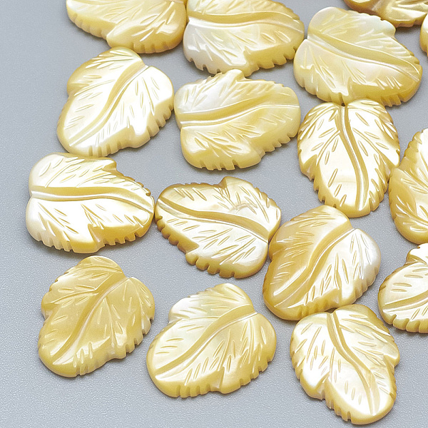 

PandaHall Yellow Shell Cabochons, Leaf, 13~14x10~12x2~3mm Yellow Shell Leaf