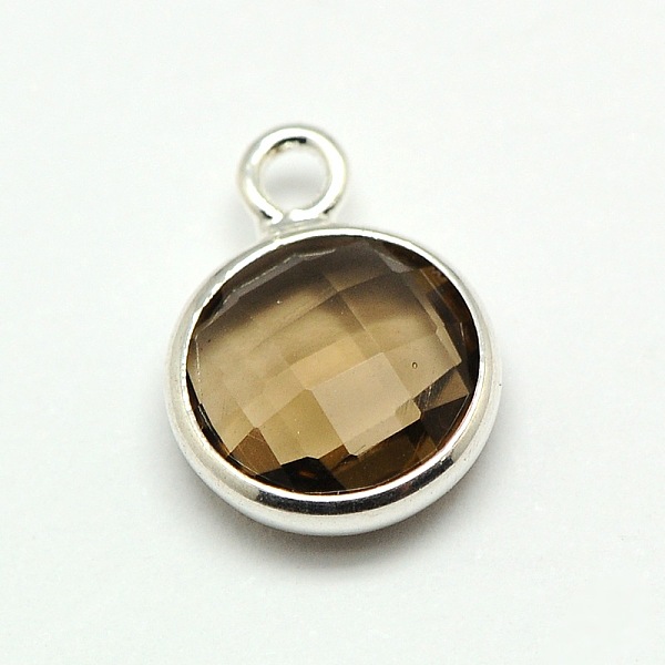 

PandaHall Silver Color Plated Brass Glass Flat Round Charms, Faceted, Tan, 12x8.5x3mm, Hole: 1.5mm Brass+Glass Flat Round Orange