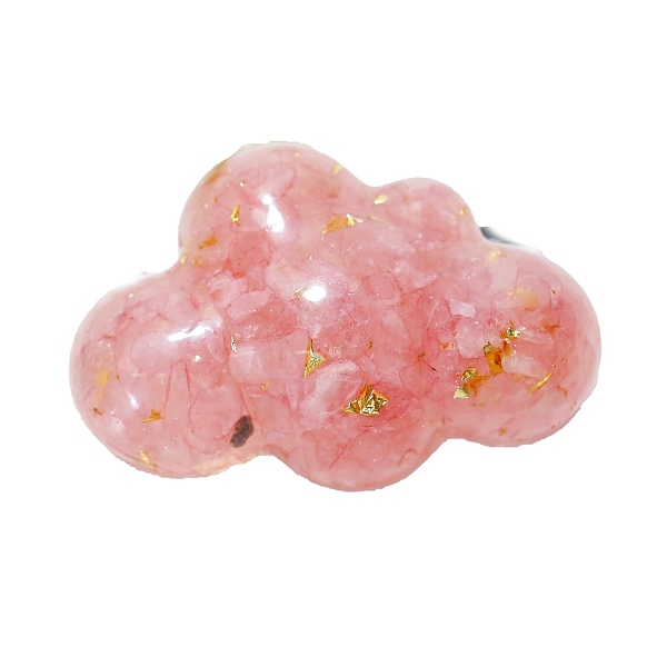 

PandaHall Gold Foil Resin Cloud Display Decoration, with Synthetic Watermelon Stone Glass Chips inside Statues for Home Office Decorations...