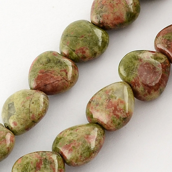 

PandaHall Natural Unakite Bead Strands, Heart, Olive Drab, 10x10x5mm, Hole: 1mm, about 40pcs/strand, 15.3 inch Unakite Heart Green