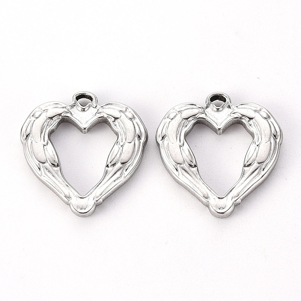 

PandaHall 304 Stainless Steel Pendants, Feather Heart, Stainless Steel Color, 22x21x3mm, Hole: 1.6mm 304 Stainless Steel Heart