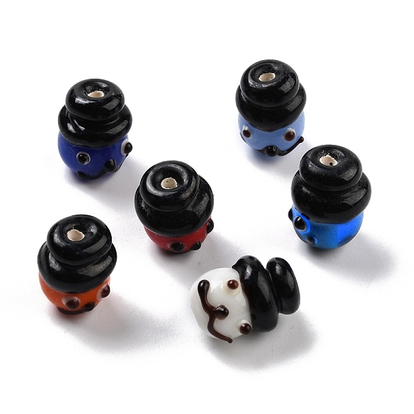 

PandaHall Handmade Lampwork Beads, for Chistmas, Snowman Head, Mixed Color, 15~17x11.5~13mm, Hole: 2mm Lampwork Snowman Multicolor