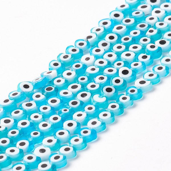 

PandaHall Handmade Evil Eye Lampwork Beads Strands, Heart, Deep Sky Blue, 5x6x2mm, Hole: 1mm, about 63~67pcs/strand, 12.60~12.99 inch...