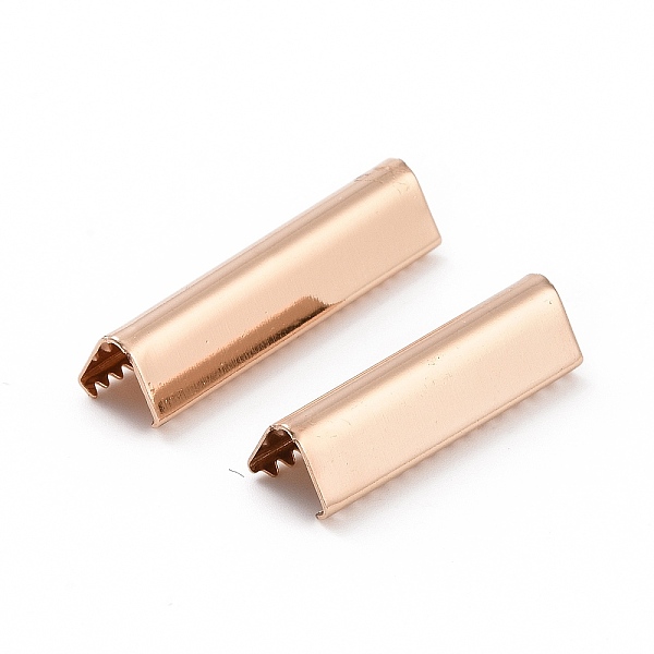 

PandaHall Brass Ribbon Crimp Ends, Crimp End Findings, Light Gold, 25x7mm Brass