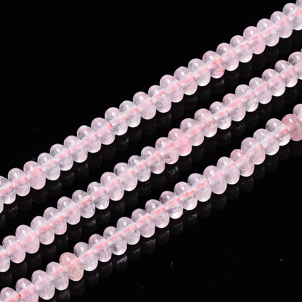 

PandaHall Natural Rose Quartz Beads Strands, Dyed, Rondelle, 4~5x2mm, Hole: 0.8mm, about 150pcs/strand, 14.96''(38cm) Rose Quartz Rondelle