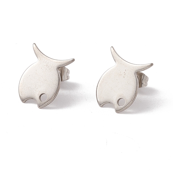 

PandaHall 201 Stainless Steel Stud Earring Findings with Hole, 304 Stainless Steel Pins and Ear Nuts, Fish, Stainless Steel Color, 15x12.5mm...