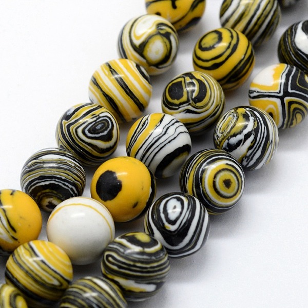

PandaHall Synthetic Malachite Beads Strands, Dyed, Round, Black, 6mm, Hole: 0.5mm, about 63pcs/strand, 14.96 inch(38cm) Malachite Round...