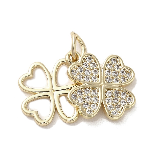 

PandaHall Brass Micro Pave Clear Cubic Zirconia Pendants, Long-Lasting Plated, Clover, Golden, 14x12x1~1.5mm, Hole: 3mm Brass+Cubic Zirconia...