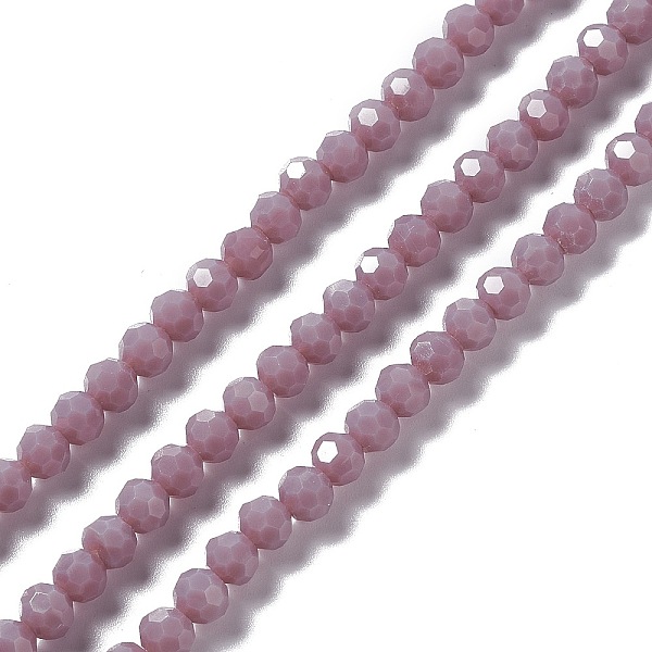 

PandaHall Faceted(32 Facets) Glass Beads Strands, Round, Rosy Brown, 6x5.5mm, Hole: 1.2mm, about 95pcs/strand, 22.24''(56.5cm) Glass Round