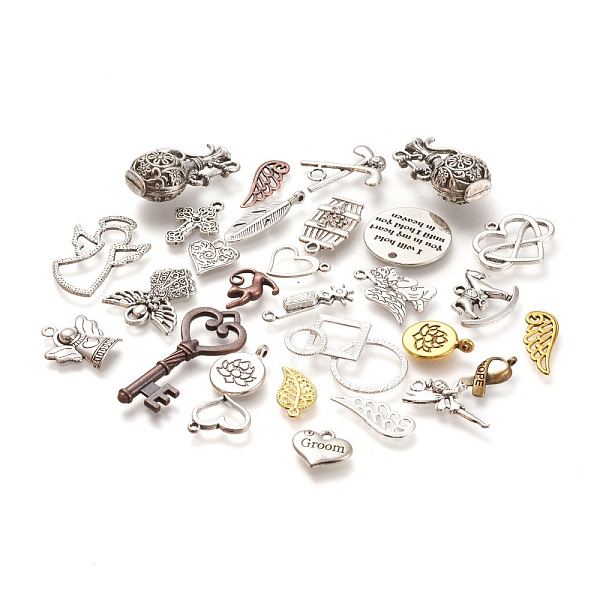 

PandaHall Tibetan Style Alloy Pendants, Cadmium Free & Lead Free, Mixed Color, 13.5~45x8.5~25x1~13mm, Hole: 1.2~4x1.2~7mm Alloy Mixed Shapes