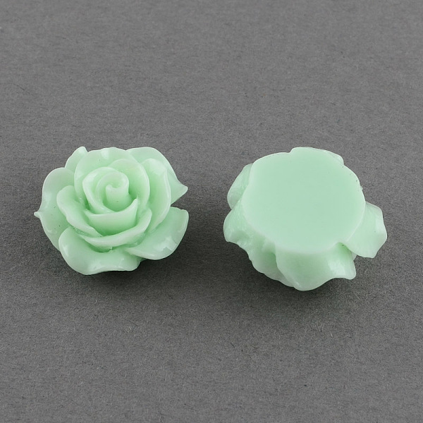 

PandaHall Flat Back Hair & Costume Accessories Ornaments Scrapbook Embellishments Resin Flower Rose Cabochons, Pale Green, 19x8mm Resin...