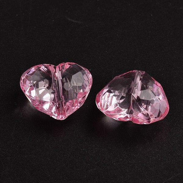

PandaHall Transparent Acrylic Beads, Heart, Pink, about 25mm long, 28.5mm wide, 16mm thick, hole: 3mm, about 88pcs/500g Acrylic Heart Pink
