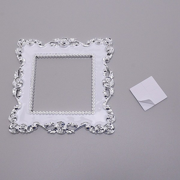 

PandaHall (Clearance Sale)Plastic Switch Decorated Frame, with Foam Double Sided Adhesive Tapes, Square with Flower Pattern, Silver, Frame...