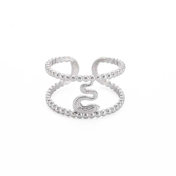 

PandaHall 304 Stainless Steel Snake Wide Open Cuff Ring for Women, Stainless Steel Color, US Size 7 1/4(17.5mm) 304 Stainless Steel