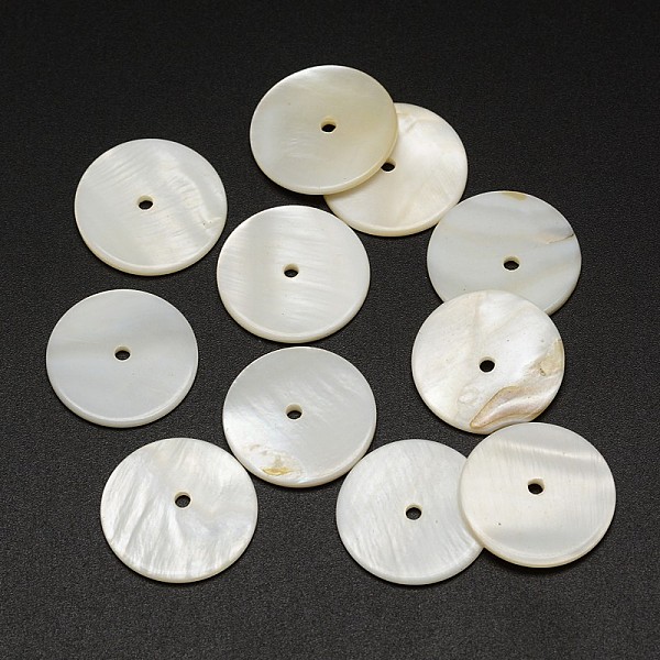 

PandaHall Dyed Natural Shell Beads, Disc/Flat Round, Heishi Beads, Seashell Color, 20x2mm, Hole: 2mm Other Sea Shell Disc