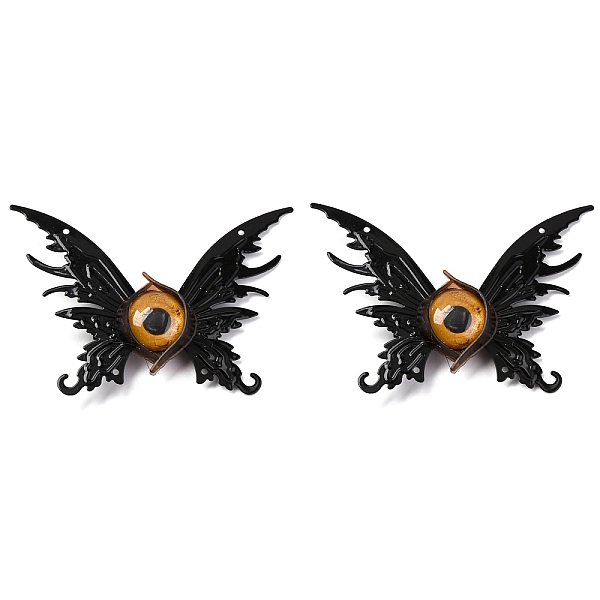 Butterfly with Eye Plastic Alligator Hair Clips, Hair Accessories with Iron Findings for Hollween, Black, 92x66x16mm, 2Pcs/set