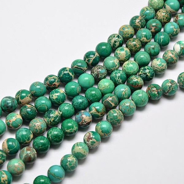 

PandaHall Natural Imperial Jasper Beads Strands, Round, Dyed, Dark Cyan, 8mm, Hole: 1mm, about 48pcs/strand, 15.7 inch Imperial Jasper Round...