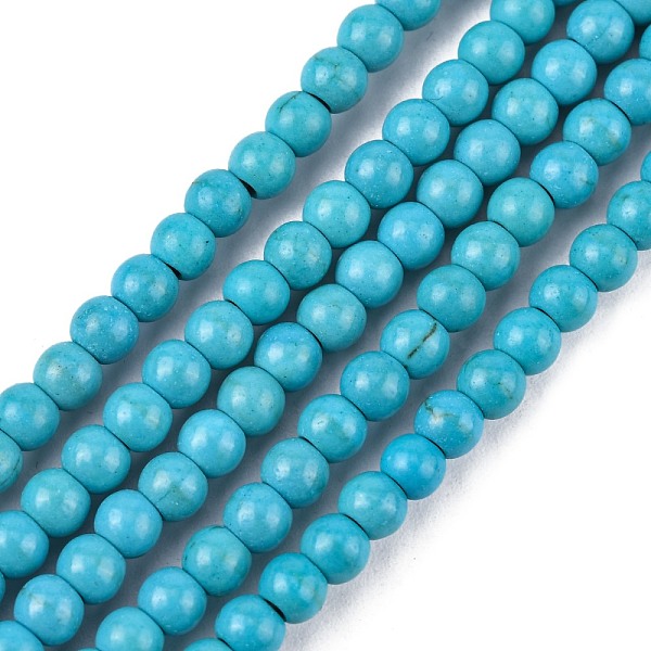 

PandaHall Synthetic Turquoise Beads Strands, Dyed, Round, Deep Sky Blue, 4mm, Hole: 1mm, about 110pcs/strand, 15.6 inch Synthetic Turquoise...