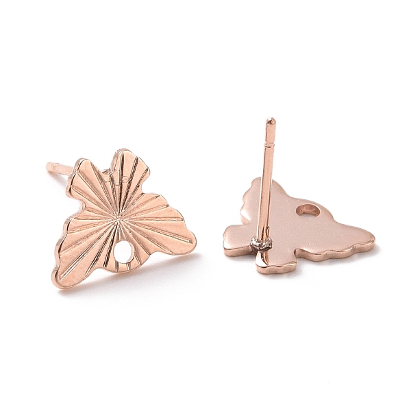 

PandaHall 201 Stainless Steel Stud Earring Findings, with Hole and 316 Stainless Steel Pin, Butterfly, Real Rose Gold Plated, 8x10mm, Hole...