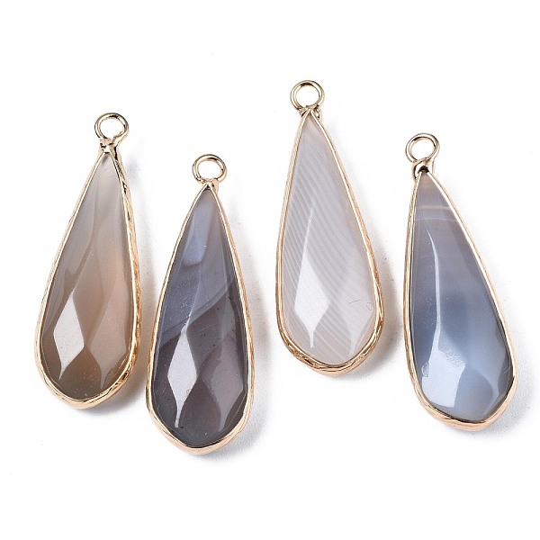 

PandaHall Natural Grey Agate Pendants, with Golden Plated Brass Edge and Loop, Teardrop, Faceted, 36~37x12x6mm, Hole: 2.5mm Grey Agate...
