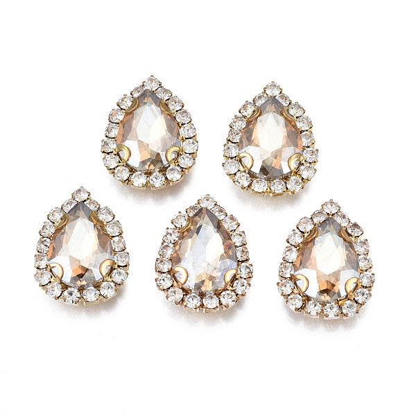 

PandaHall Sew on Rhinestone, Transparent Glass Rhinestone, with Brass Prong Settings, Faceted, Teardrop, BurlyWood, 19x14.5x5.5mm, Hole: 1mm..., Orange