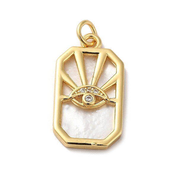 

PandaHall Rack Plating Brass Micro Pave Clear Cubic Zirconia Pendants, with Shell & Jump Ring, Long-Lasting Plated, Lead Free & Cadmium Free...