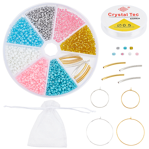 

PandaHall ARRICRAFT DIY Beaded Bracelet and Earrings Making Kits, Including Glass Seed & Brass Tube Beads, Brass Wine Glass Charm Rings..., Multicolor