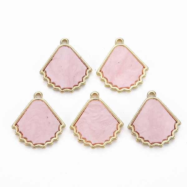 

PandaHall Plastic Pendants, with Light Gold Plated Alloy Findings, Cadmium Free & Nickel Free & Lead Free, Leaf, Pink, 18x16.5x2mm, Hole...