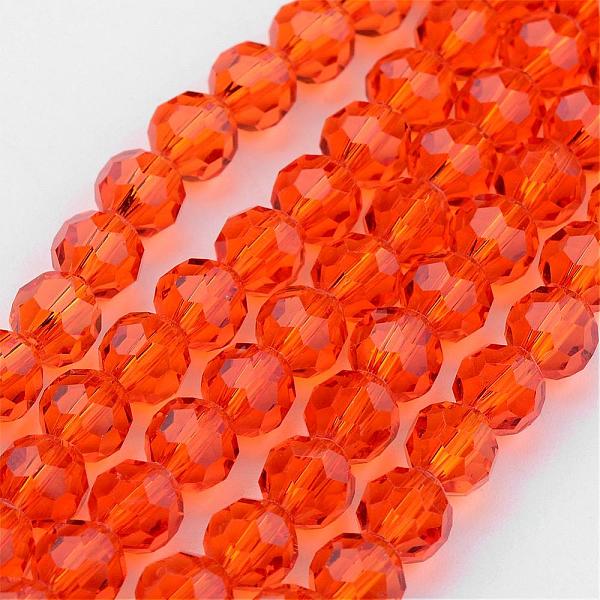 

PandaHall Transparent Glass Bead Strands, Imitate Austrian Crystal, Faceted(32 Facets), Round, Orange Red, 8mm, Hole: 1mm, about...