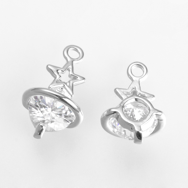 

PandaHall Brass Cubic Zirconia Pendants, Star, Platinum, 17x11x10mm, Hole: 1mm Brass+Cubic Zirconia Star