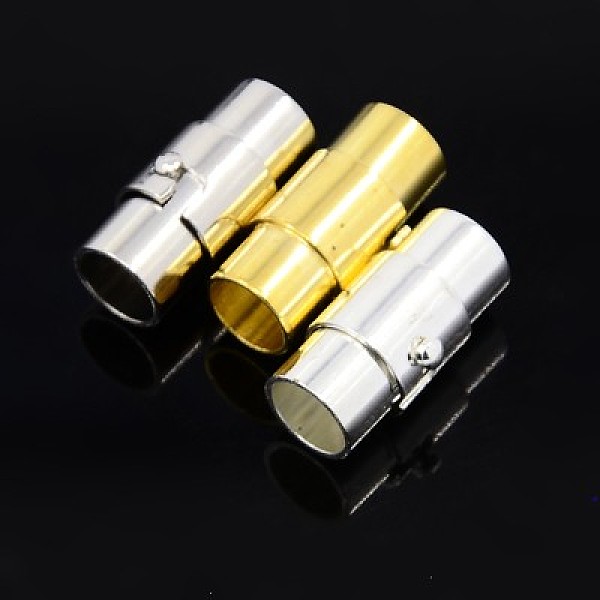 

PandaHall Brass Locking Tube Magnetic Clasps, Column, Mixed Color, 17x7~8mm, Hole: 6mm Brass Column