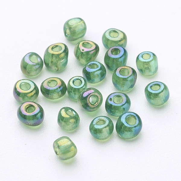 

PandaHall 6/0 Transparent Rainbow Colours Round Glass Seed Beads, Green, Size: about 4mm in diameter, hole:1.5mm, about 495pcs/50g Glass...