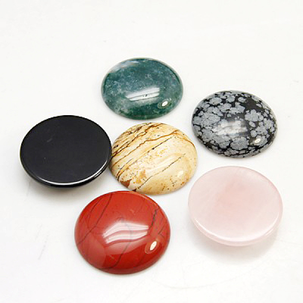 

PandaHall Mixed Stone Cabochons, Half Round/Dome, 25x5~7mm Mixed Stone Half Round