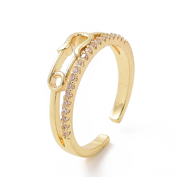 

PandaHall Clear Cubic Zirconia Safe Pin Shape Open Cuff Ring, Brass Jewelry for Women, Golden, US Size 7 1/2(17.7mm) Brass+Cubic Zirconia...