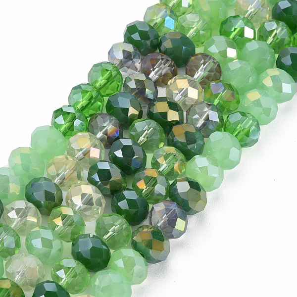 

PandaHall Electroplate Glass Beads Strands, AB Color Plated, Faceted, Rondelle, Sea Green, 7.5~8x6mm, Hole: 1.5mm, about 69~72pcs/strand...