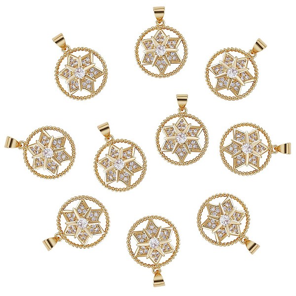 

PandaHall 10Pcs Rack Plating Brass Micro Pave Cubic Zirconia Pendants, Long-Lasting Plated, Ring with Star of David, Real 18K Gold Plated..., Clear