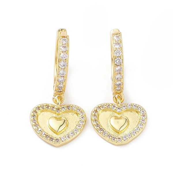

PandaHall Heart Rack Plating Brass Cubic Zirconia Hoop Earrings, Long-Lasting Plated Dangle Earrings for Women, Lead Free & Cadmium Free..., Clear