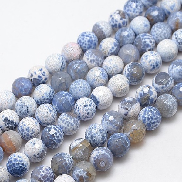 

PandaHall Natural Fire Crackle Agate Beads Strands, Dyed, Faceted Round, Light Blue, 14mm, Hole: 1mm, about 28pcs/strand, 14.56 inch Fire...