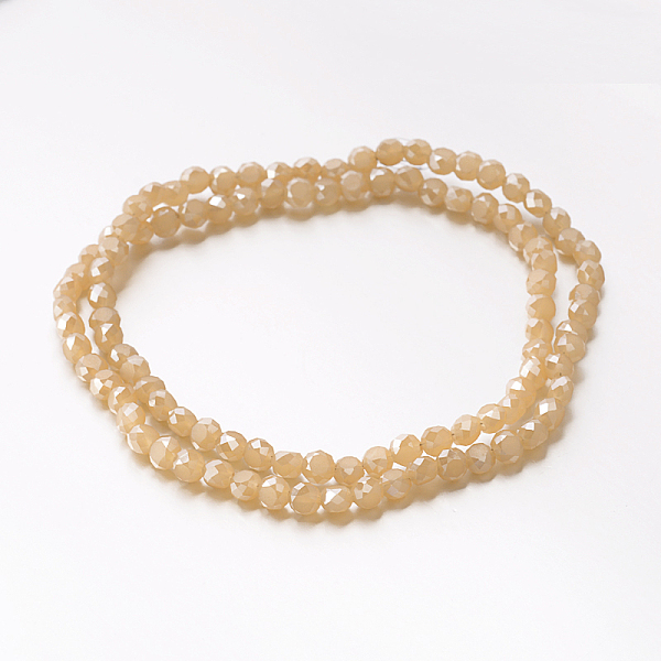 

PandaHall Electroplate Glass Beads, Half Plated, Faceted, Frosted, Flat Round, White, 6x3mm Glass Flat Round White
