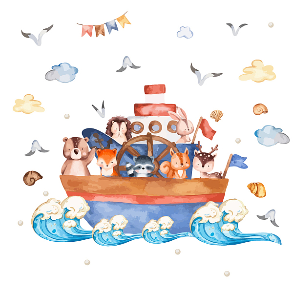 

PandaHall PVC Wall Stickers, Wall Decoration, Sailboat, 390x1050mm, 2pcs/set PVC Sailboat