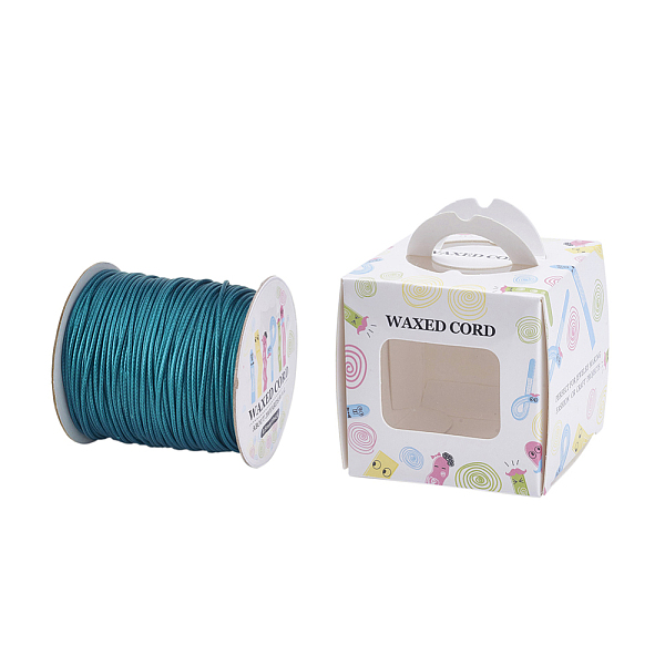 

PandaHall Eco-Friendly Korean Waxed Polyester Cord, Teal, 0.5mm, about 200yards/roll(600 feet/roll)(182.88m/roll) Waxed Polyester Cord Round..., Cyan