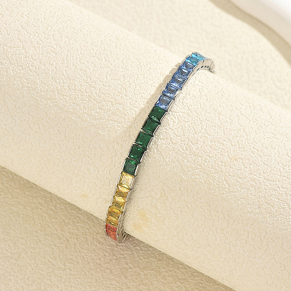 Bracelets de tennis en laiton arc-en-ciel sertis de zirconiums cubiques pavés