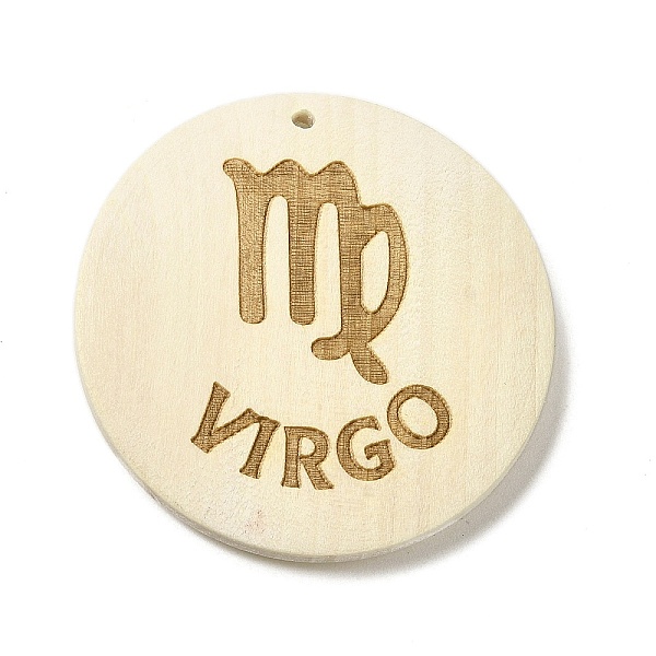 

PandaHall Wood Pendants, Flat Round, Virgo, 40x39x6mm, Hole: 1.6mm Wood Virgo