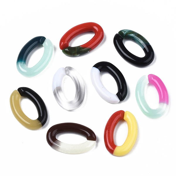 

PandaHall Two Tone Opaque Acrylic Linking Rings, Quick Link Connectors, for Jewelry Curb Chains Making, Oval Ring, Mixed Color..., Multicolor