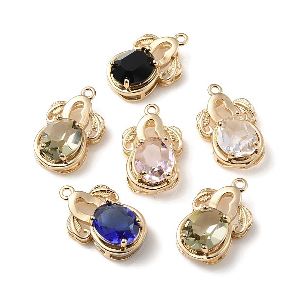 

PandaHall Brass with K9 Glass Pendants, Light Gold, Flower Charms, Mixed Color, 20x12.5x6.5mm, Hole: 1.4mm K9 Glass Flower Multicolor