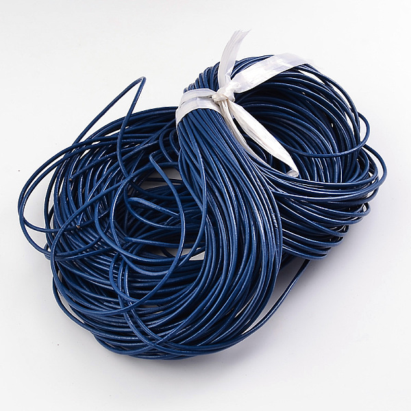 

PandaHall Cowhide Leather Cord, Leather Jewelry Cord, Jewelry DIY Making Material, Round, Dyed, Blue, 1.5mm Cowhide Round Blue